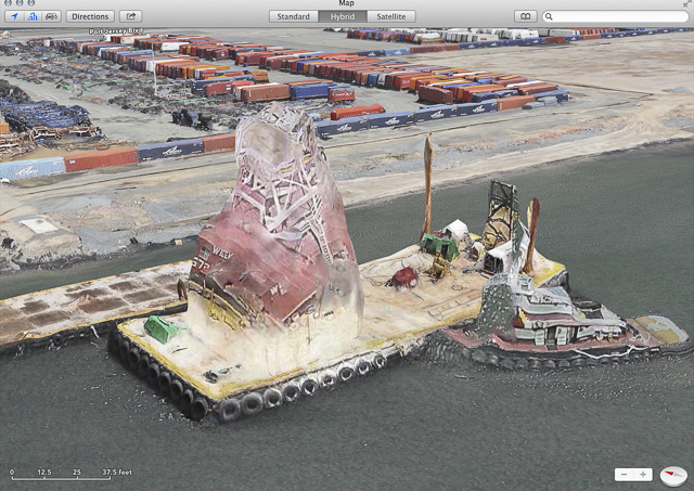 Barge and tug near Bayonne containerport