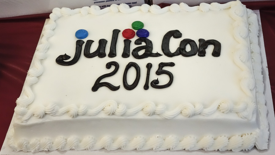 the celebratory cake at the conference, inscribed JuliaCon 2015
