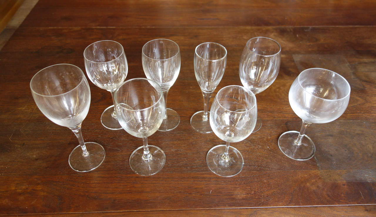 8 glasses with no two alike