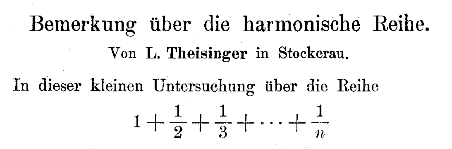 Opening lines of the Theisinger 1915 paper